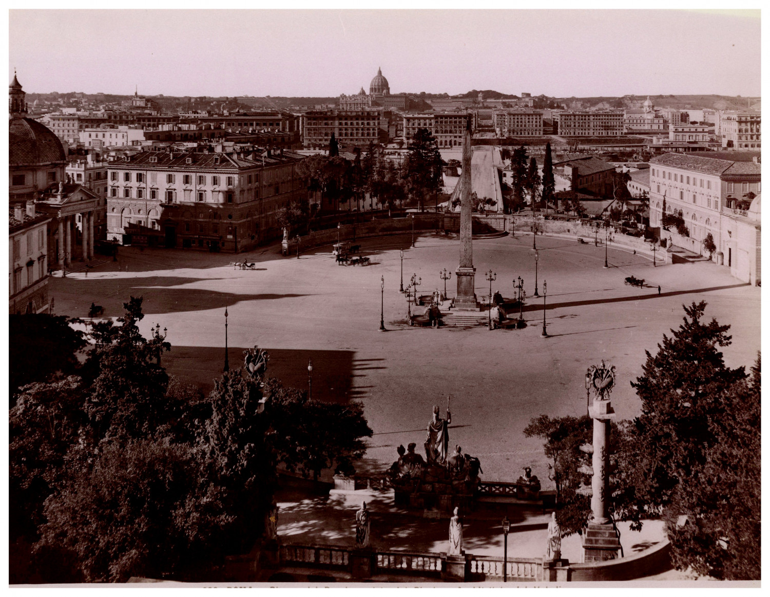 Italy, Roma, Piazza del Popolo Original Vintage Print Print Print D'Era 