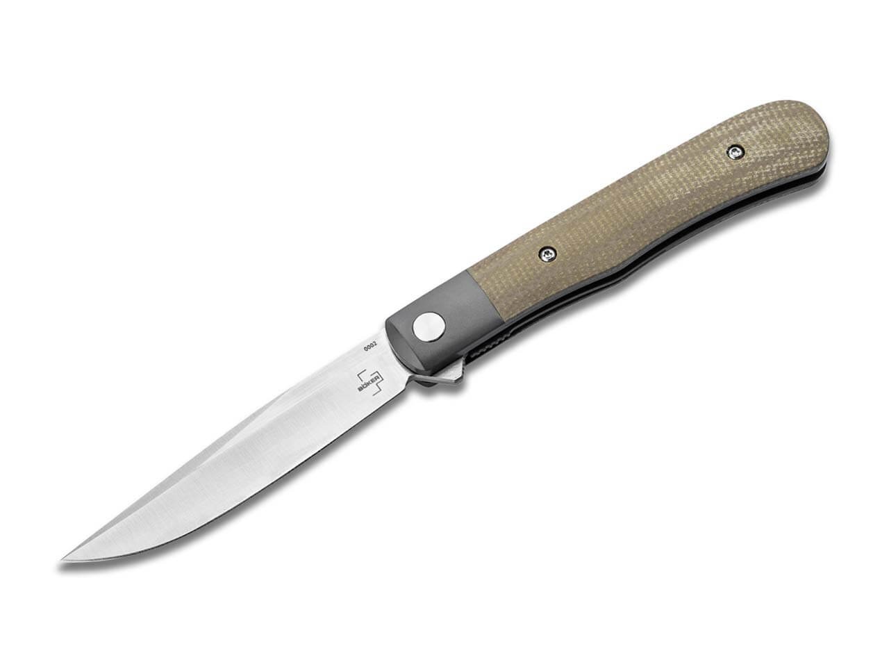 Boker Plus Modern Trapper Uno Folding Knife Drop Point Blade Micarta Handles