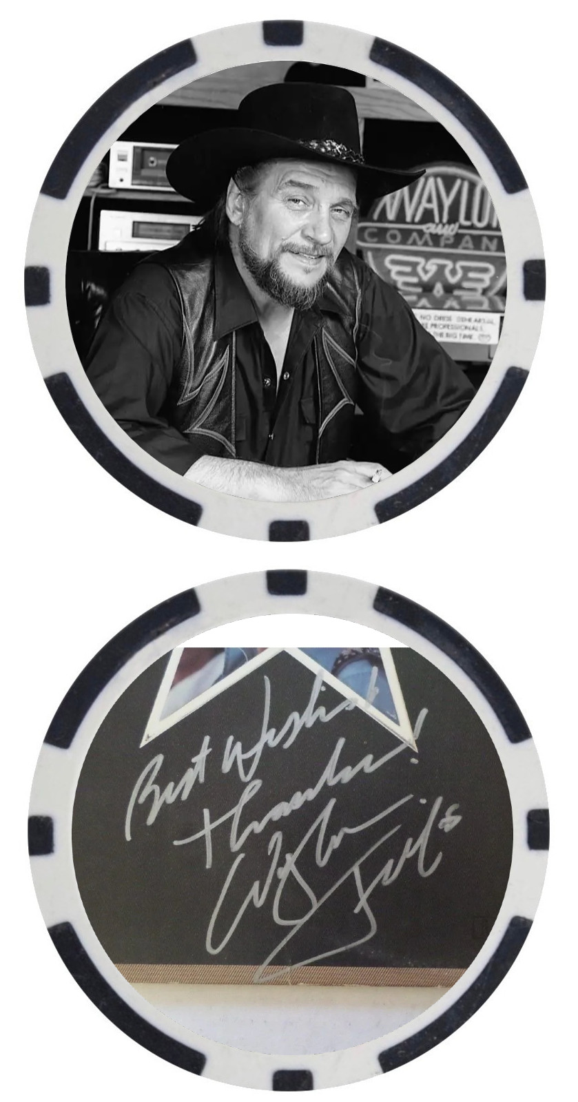WAYLON JENNINGS - COUNTRY MUSIC LEGEND - POKER CHIP -  ***SIGNED/AUTO***