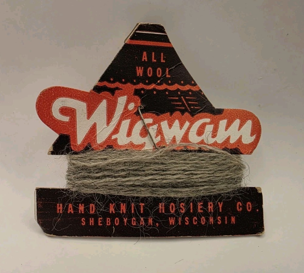 Vintage Wigwam Hand Knit Hosiery Sheboygan WI Wool Thread Western Indian Repair
