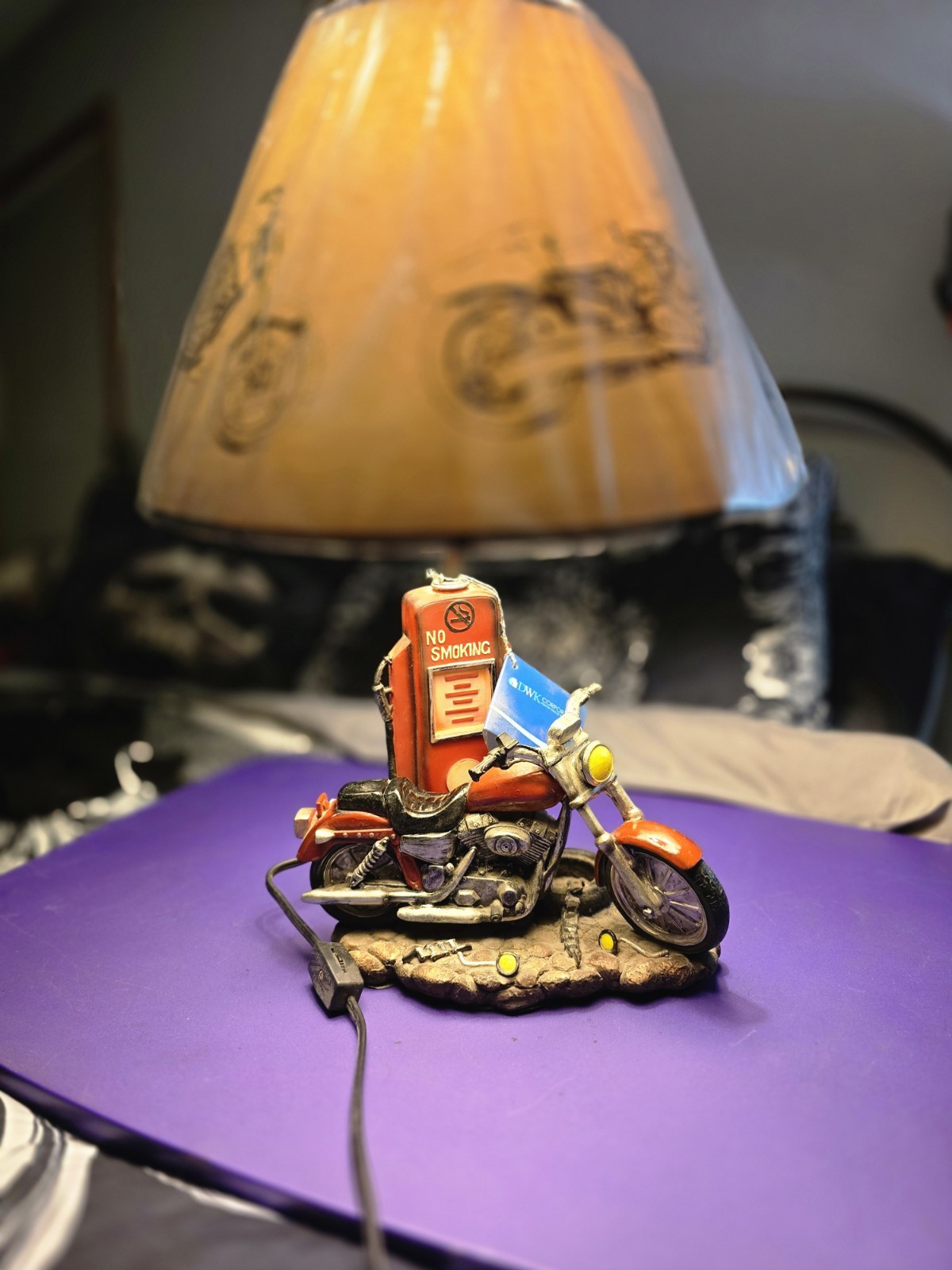 Vintage Red Harley Davidson Lamp