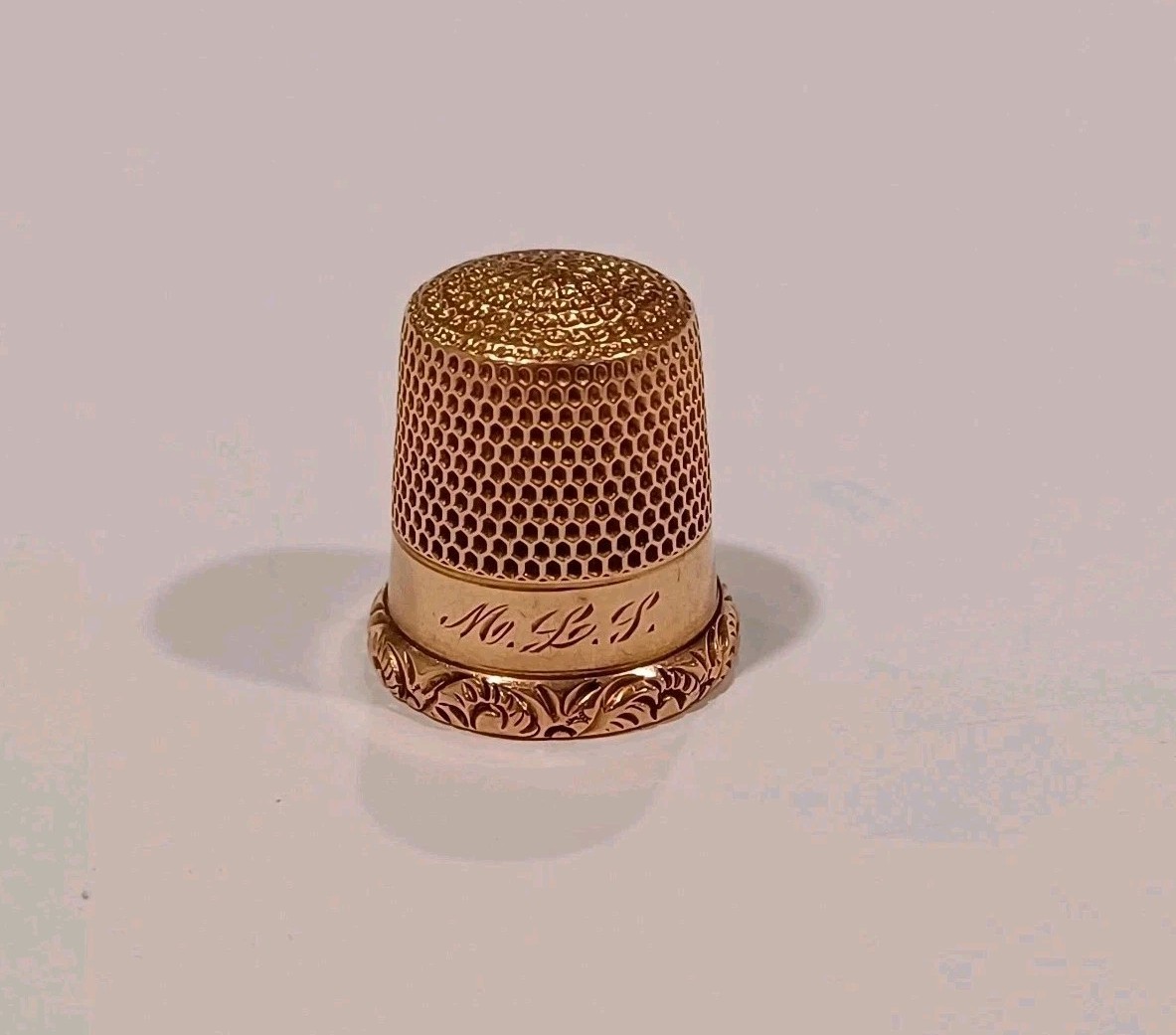 Vintage/Antique 14k Gold Etched Thimble With Initials Size 8