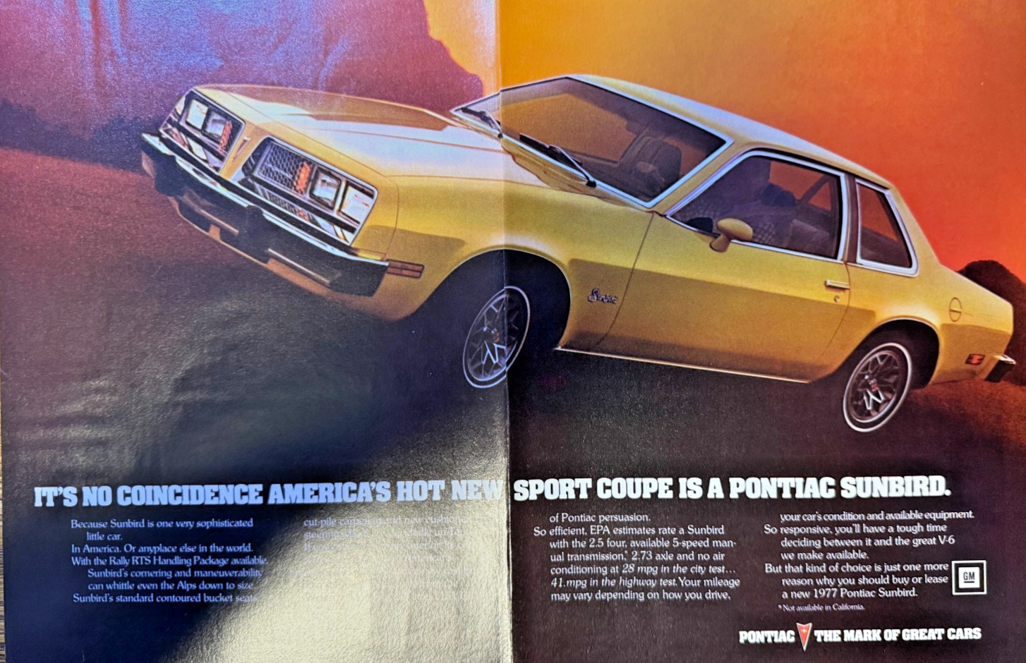 1976 Garage Art Advertisement Pontiac Sunbird Sport Coupe