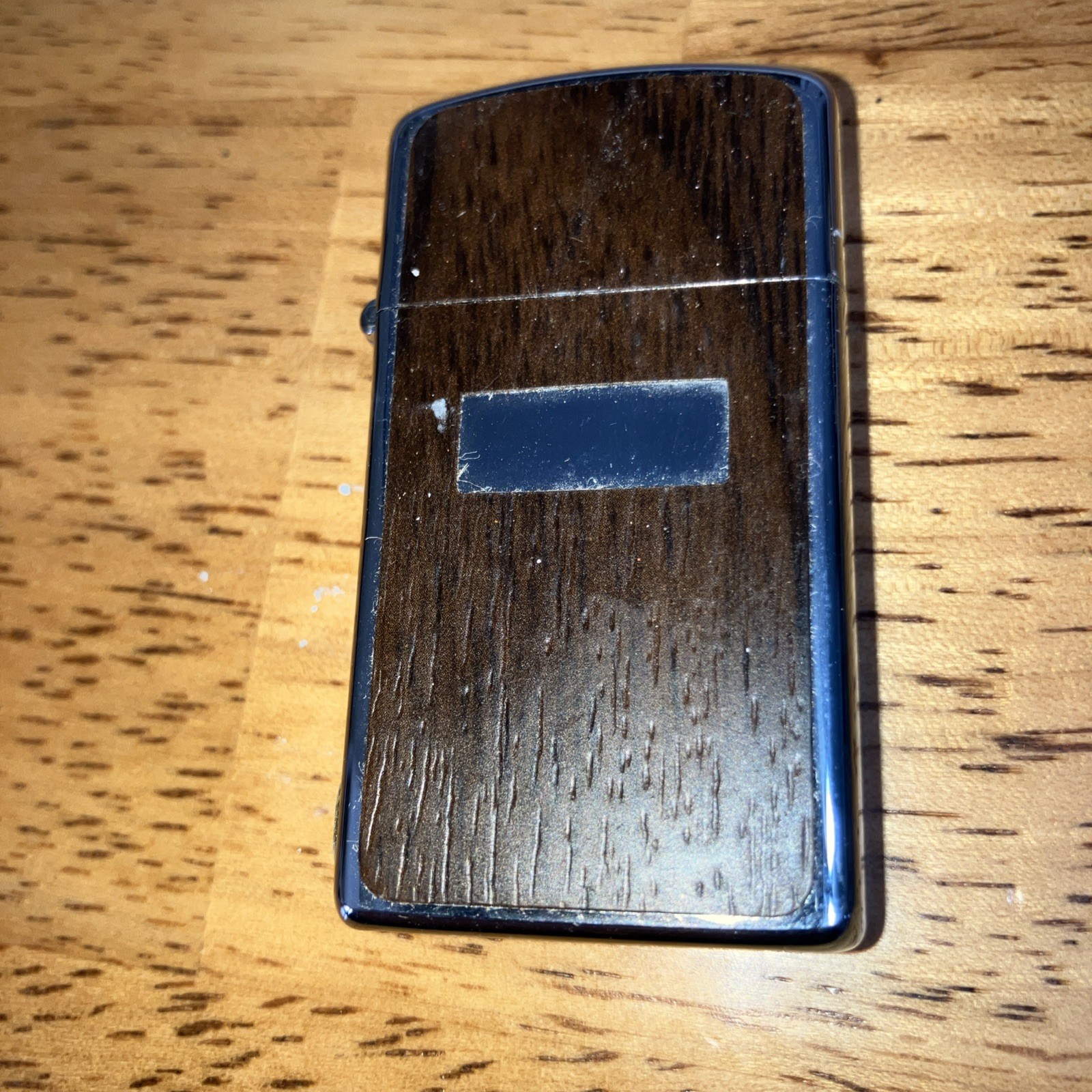 Vintage Pre-Owned Zippo Slim Cigarette Lighter Woodgrain 1980 Never Used,