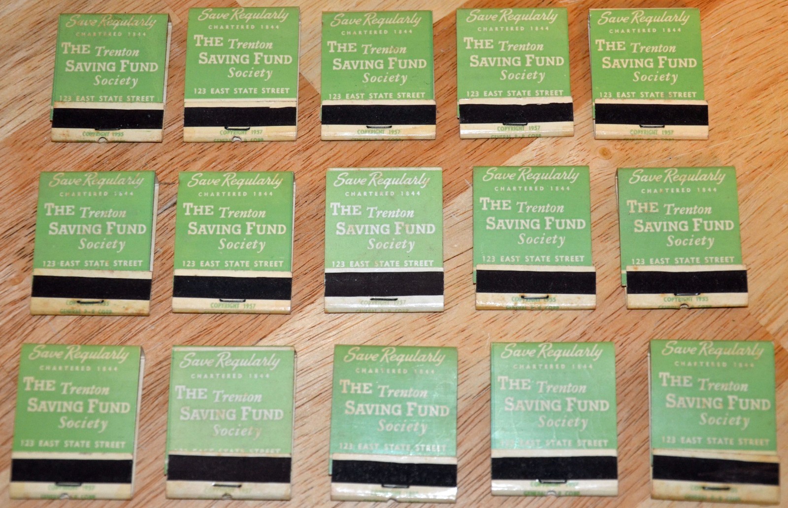 Lot of 15 VTG Trenton Saving Fund Society Paper Matchbooks Bank Advertising NJ