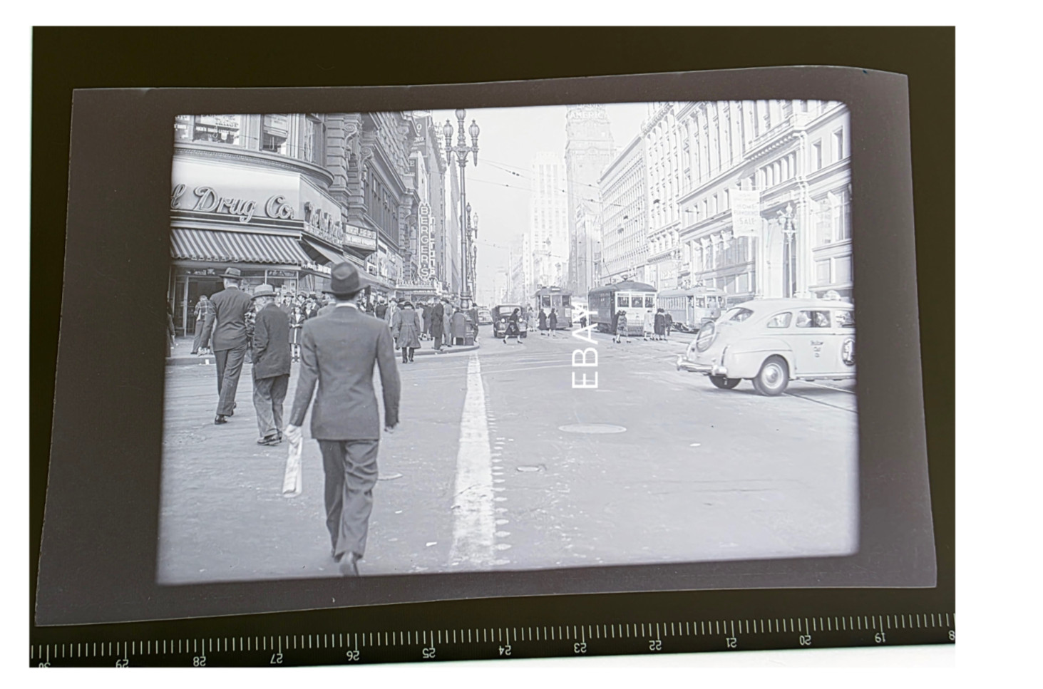 C. 1940s San Francisco Market St Railway Interurban Trolley City Photo Negative