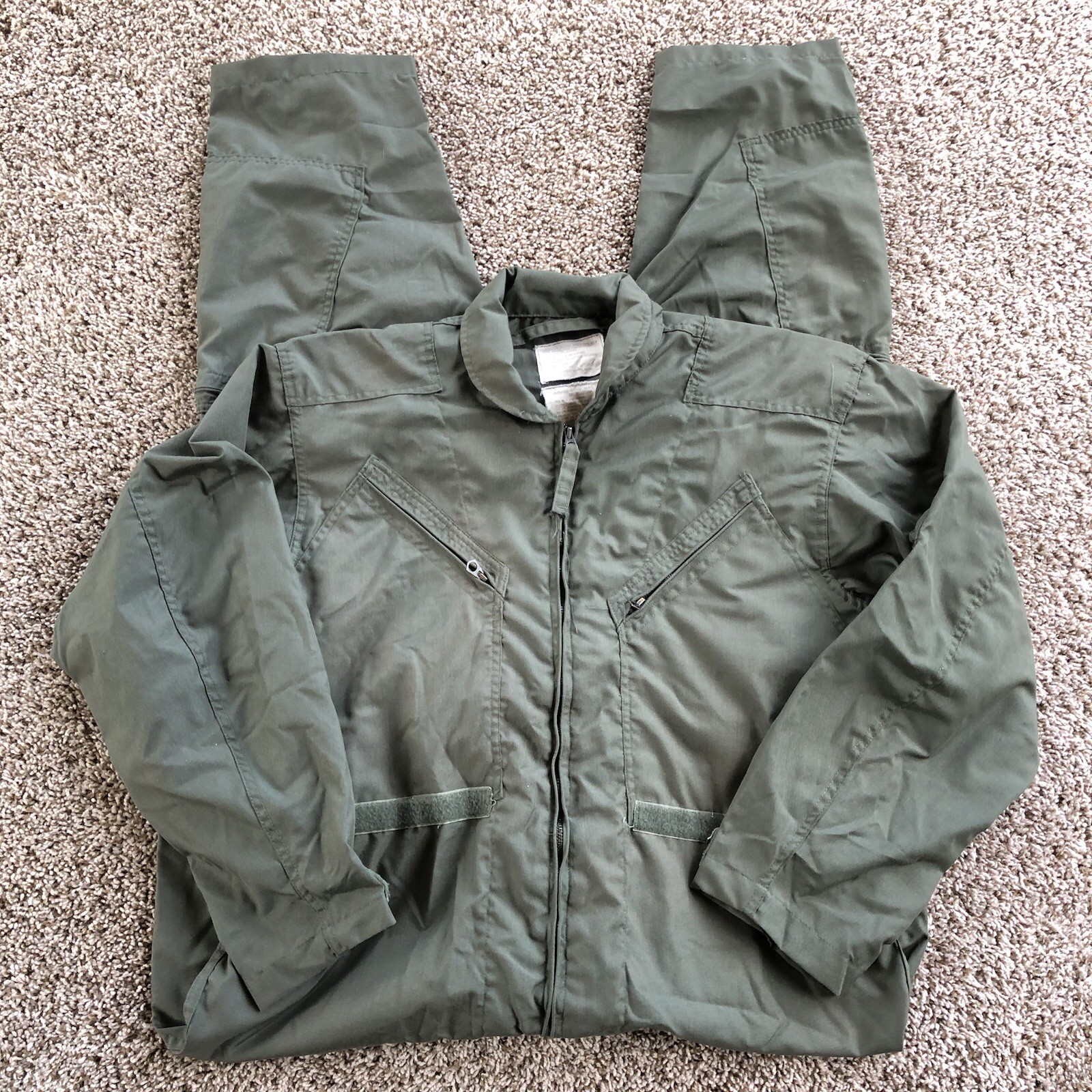 Vtg Military Coveralls Flyers Mens 48L Green CWU-27P Pilot Summer Flighting Suit