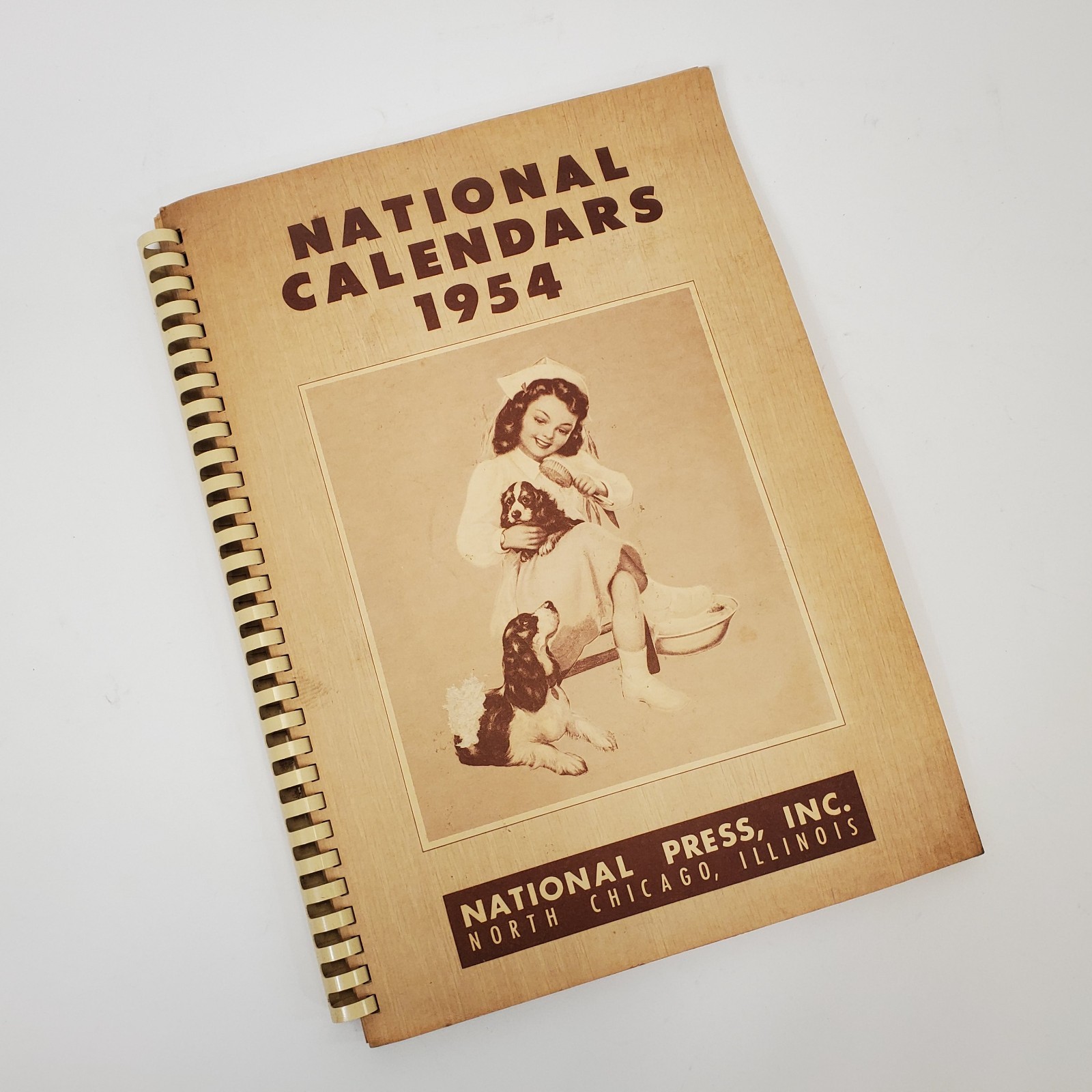 Vintage 1954 National Press Sample Calendar Booklet Spiral Bound Advertising