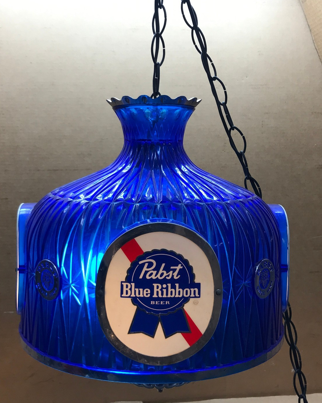 VINTAGE 1960'S 1970'S PABST BLUE RIBBON HANGING BAR LAMP PBR BEER ADVERTISING