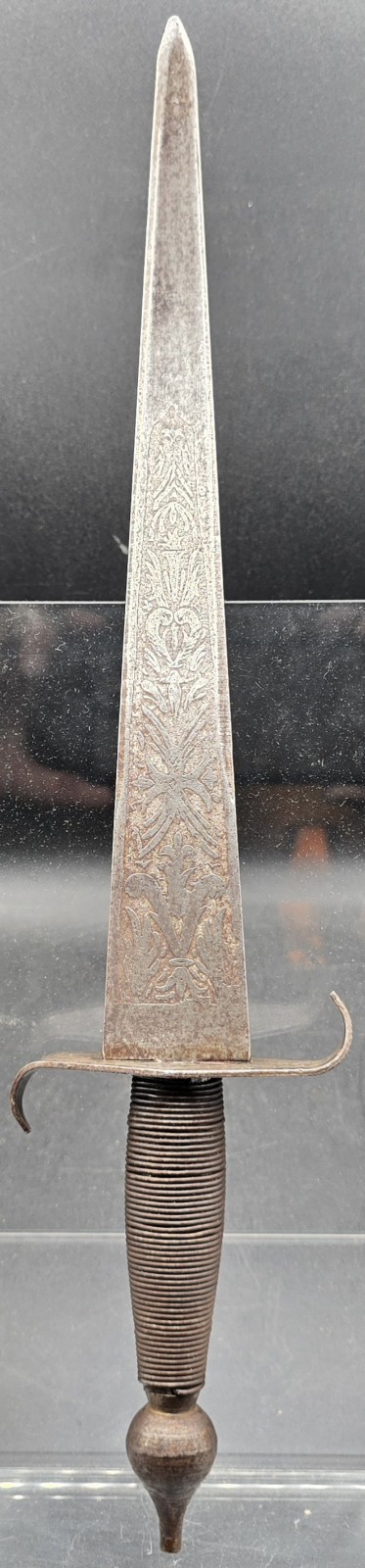 Antique 19th Century Spanish Toledo Siglo XIX Engraved Blade Dagger Knife Patina