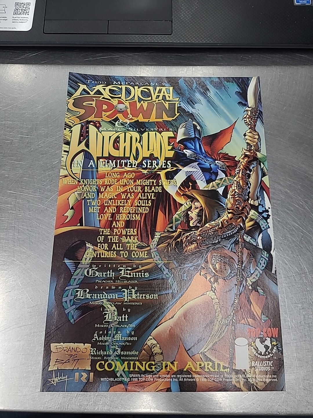 Medieval Spawn & Witchblade Top Cow  Print Ad 1996 7x10