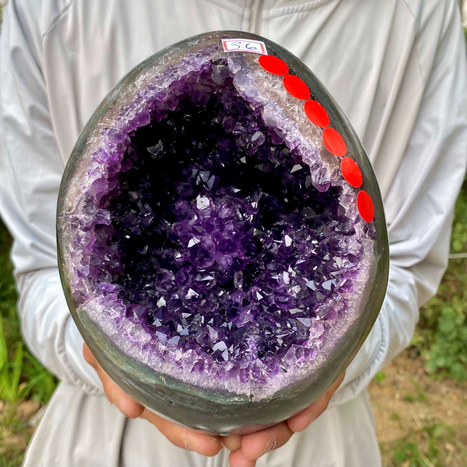 7.91LB Natural amethyst Dinosaur egg Quartz Crystal specimen healing