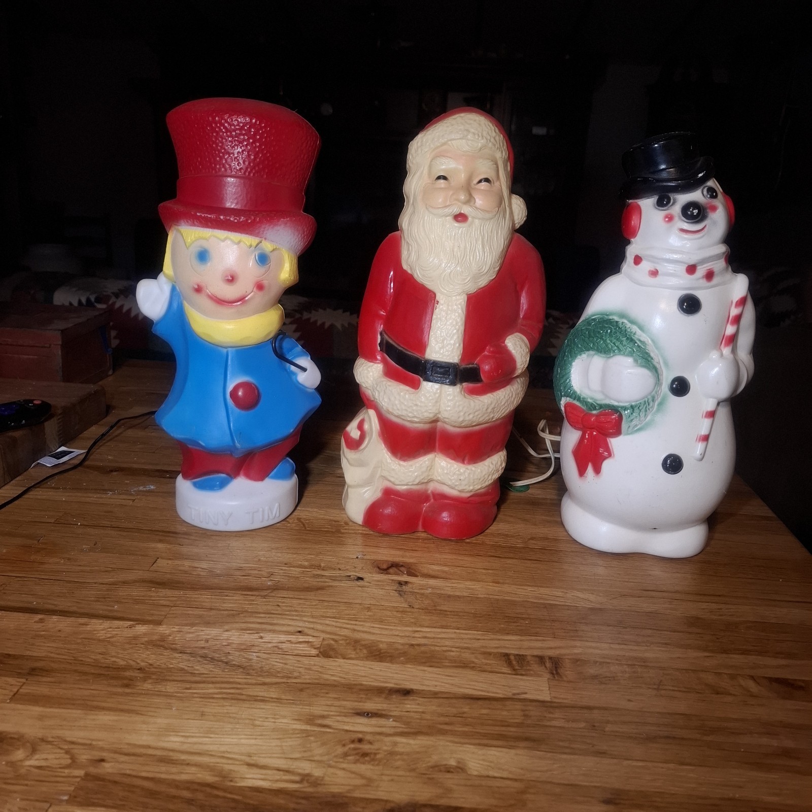  Vintage Tiny Tim Frosty snowman santa claus christmas Blow Mold 13