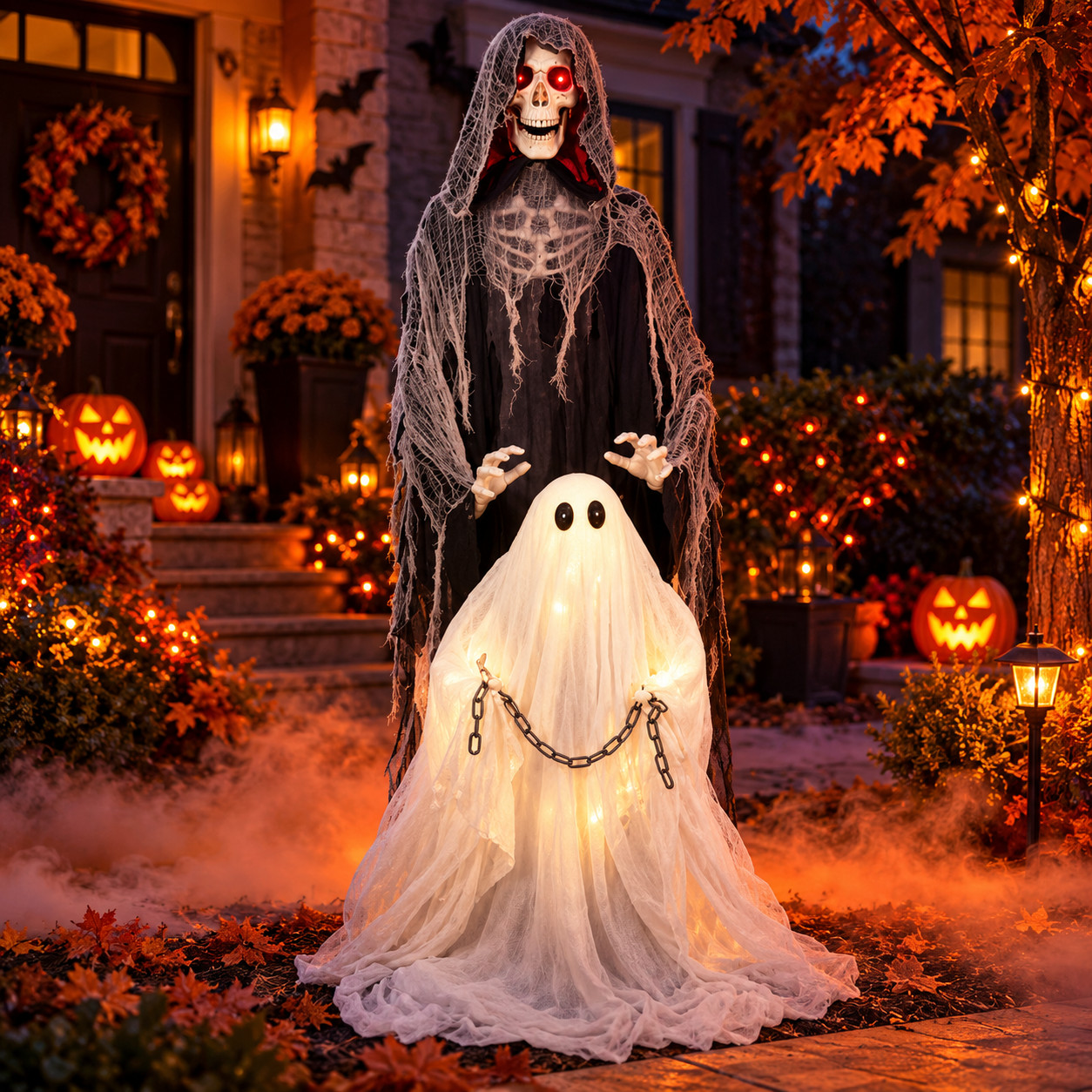 Haunted Hill Farm 5.9 ft Animated LED Reaper Ghost Halloween HHRPR-32FLSA