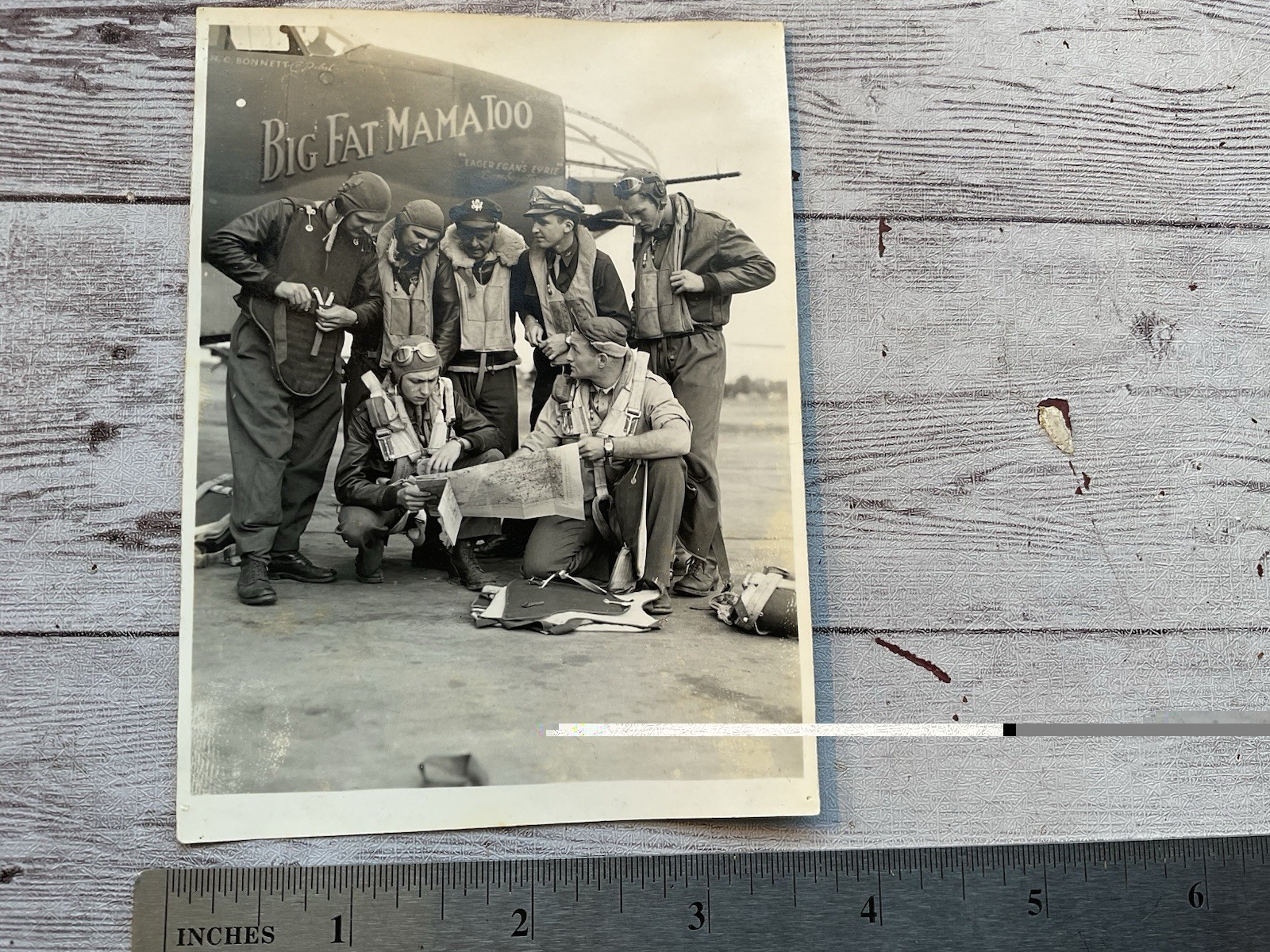 ORIGINAL WWII USAAF PHOTO B-26 BIG FAT MAMA TOO WITH CREW - 322nd BG 8TH