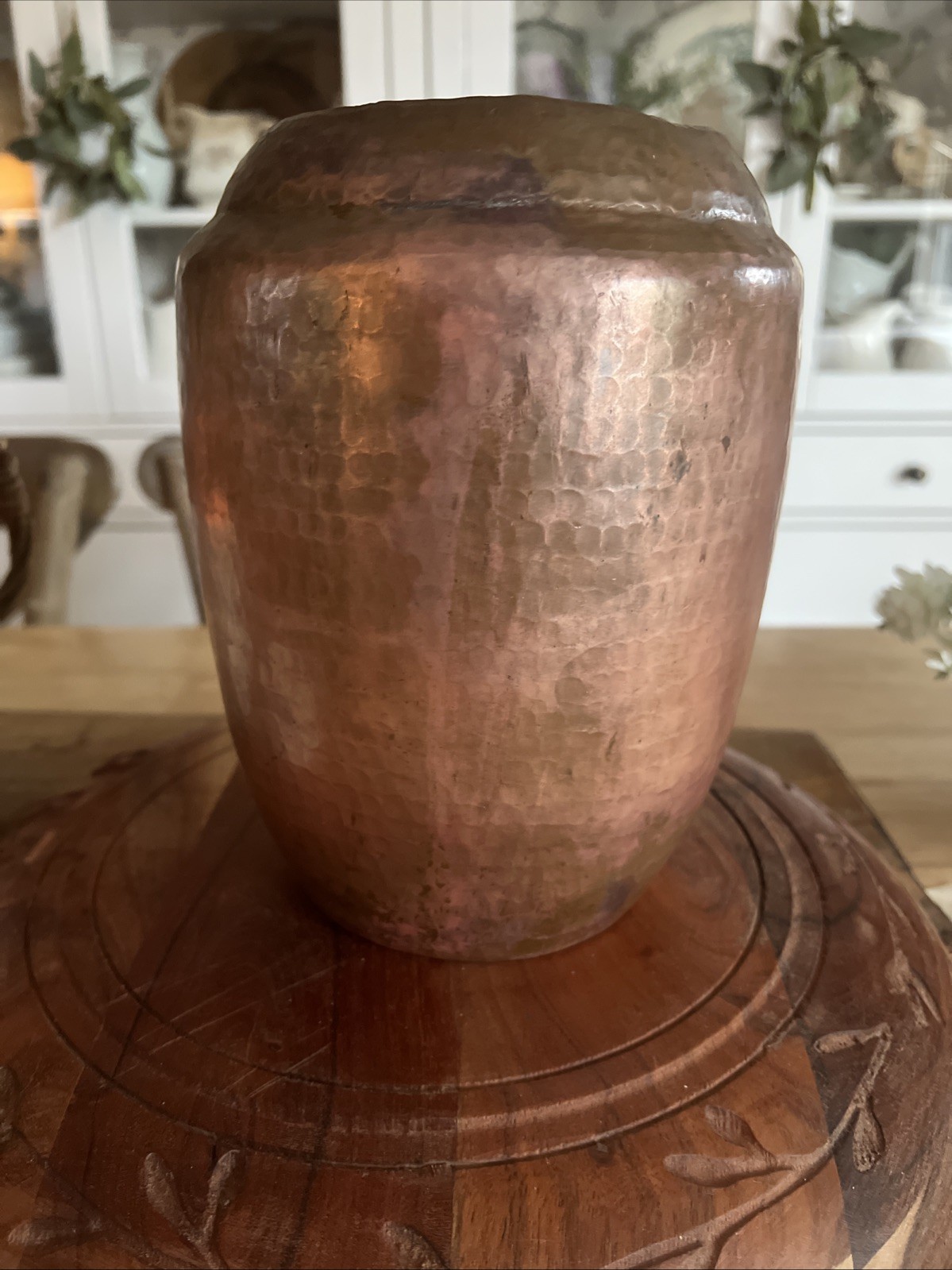 vintage hammered copper vase
