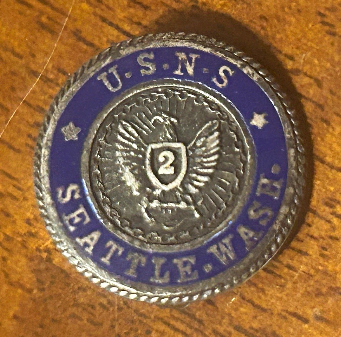 USNS Seattle Navy Militaria Sterling Silver Pin Badge 2 Service Years