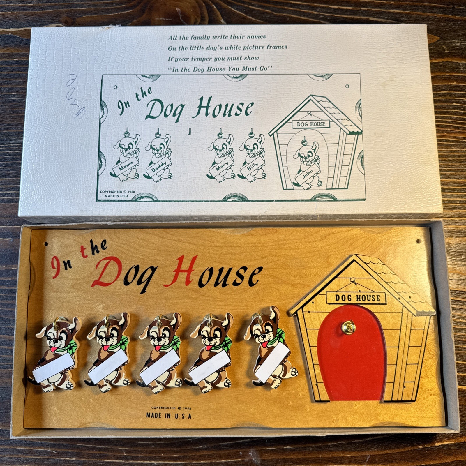 Vintage 1958 In The Dog House Wooden Wall Plaque Novelty Family Plaque NIB