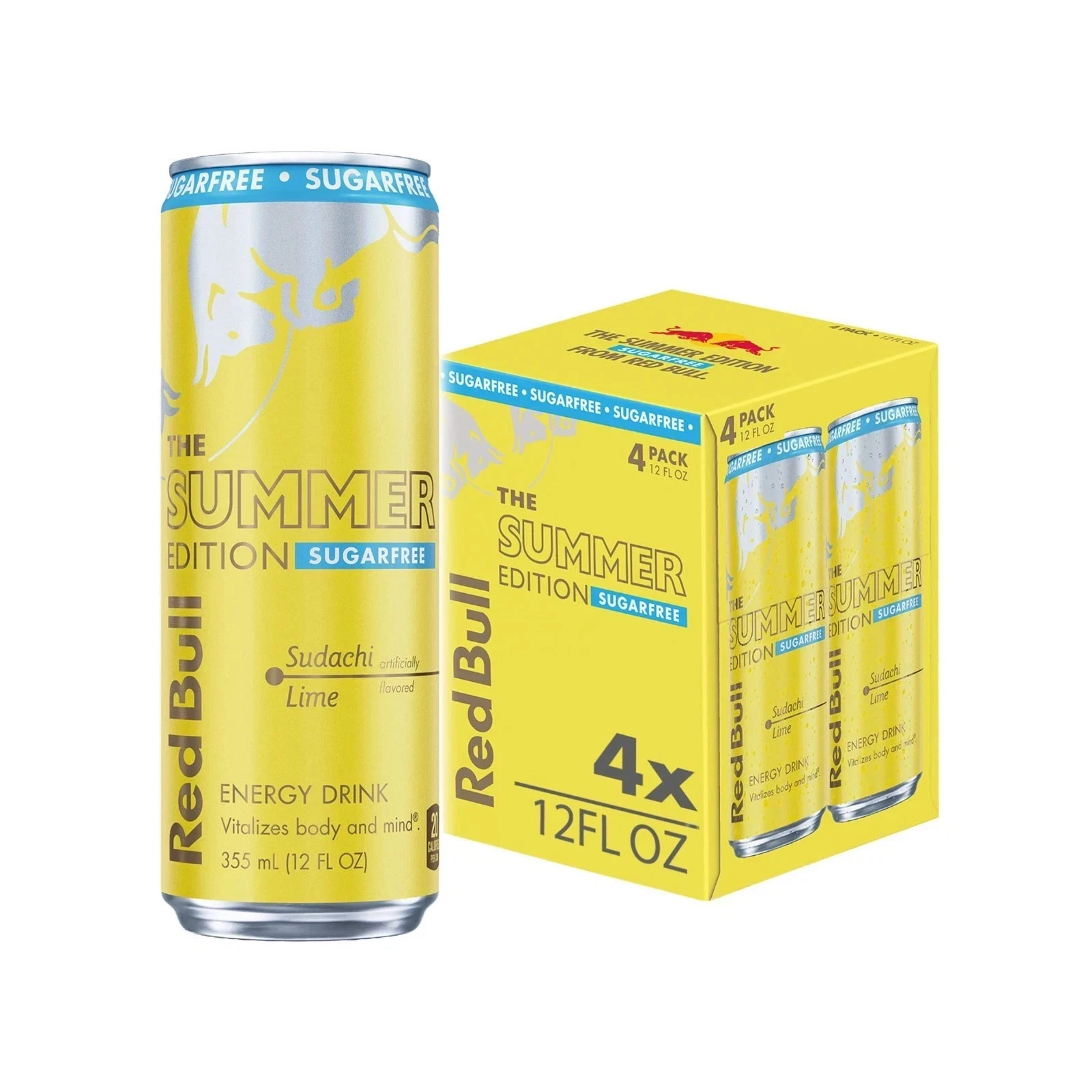 Red Bull Summer Edition Sugarfree Energy Drink,Sudachi Lime,12 fl Oz,Pk of 4 Can