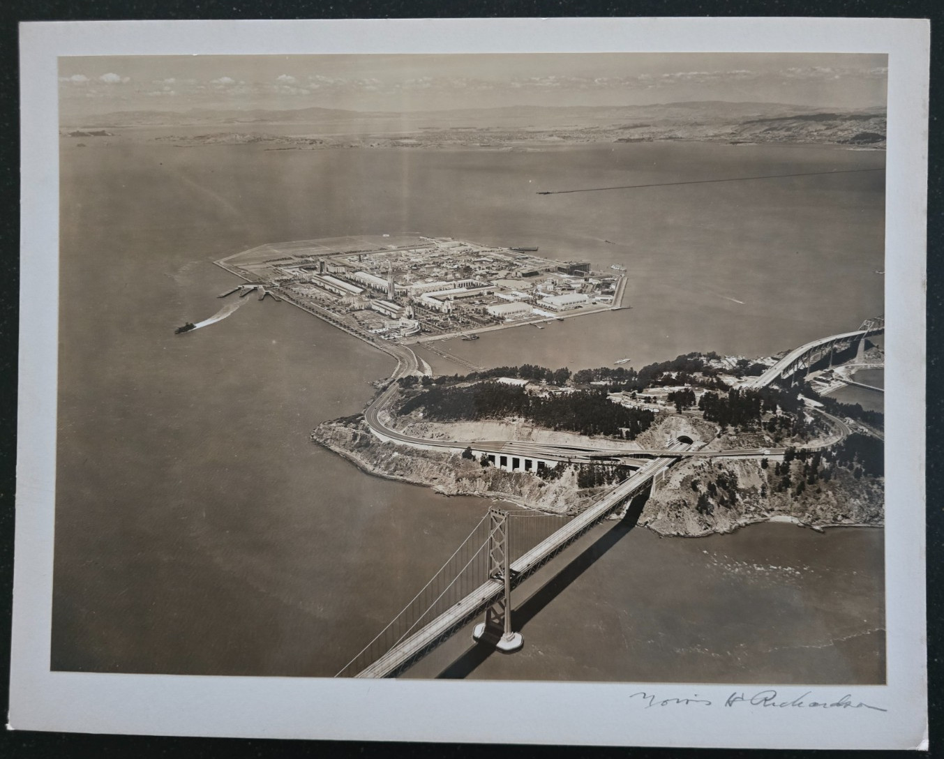 VTG  1939-40 Carded Photo, Treasure Island, Yerba Buena Island, Bay Bridge, GGIE