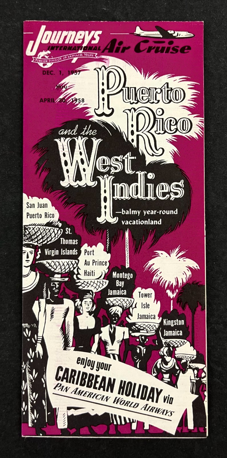 1957/58 Puerto Rico West Indies Journeys Pan Am Airways Vintage Travel Brochure