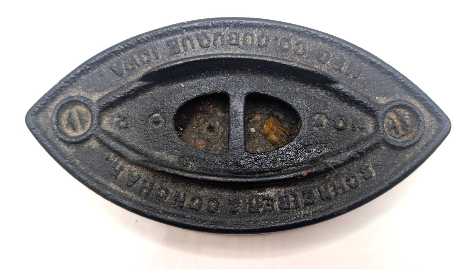 Antique Schreiber Conchar Iowa USA Cast Iron Sad Iron No 3 Primitive Decor
