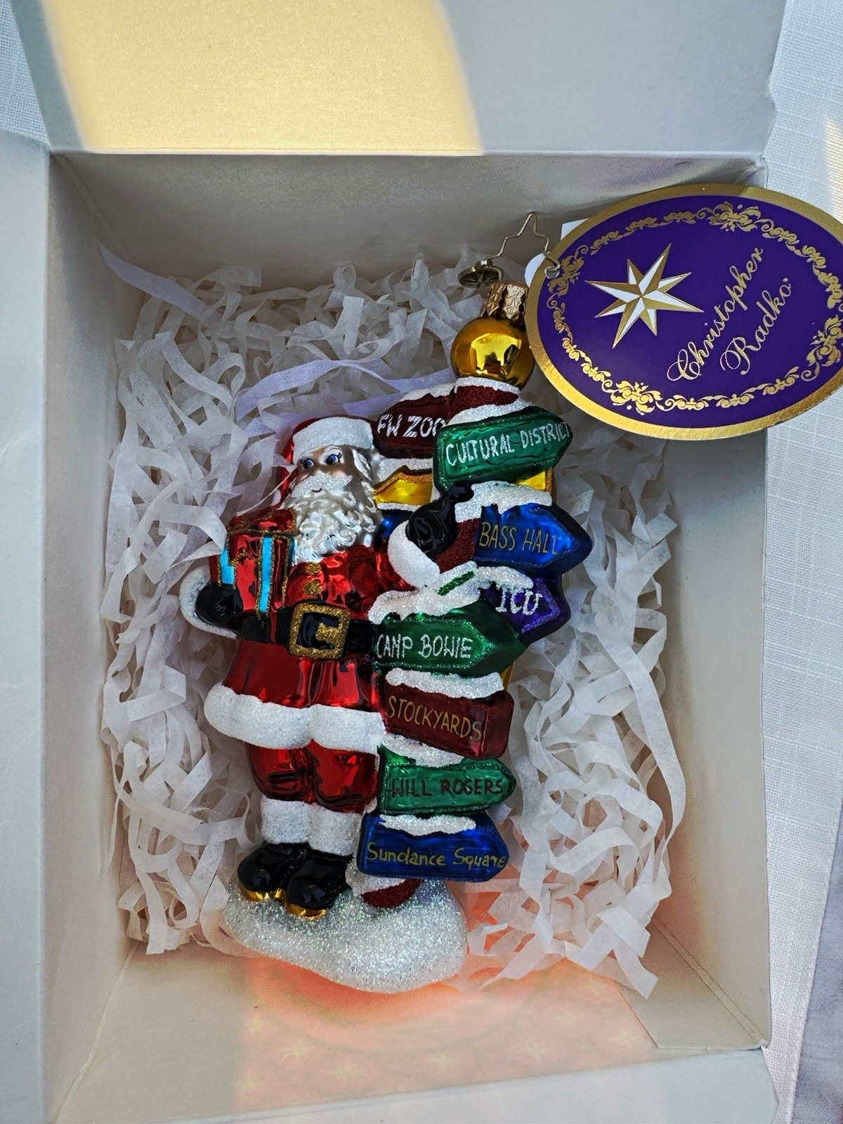 Christopher Radko Jolly Old Fort Worth Glass Santa Ornament w/ Gift Box 3013052