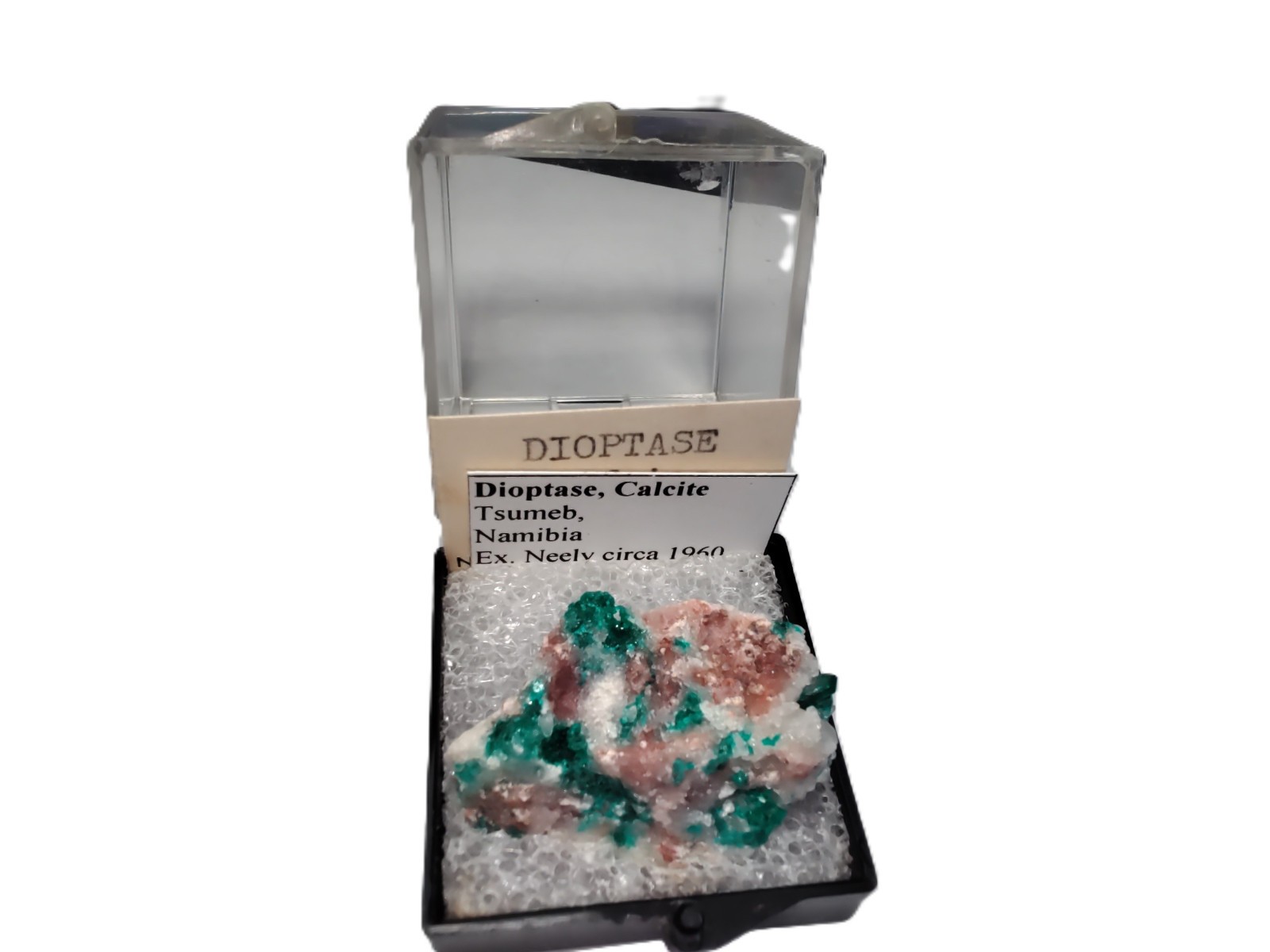 Dioptase, Calcite--Tsumeb, Nambia