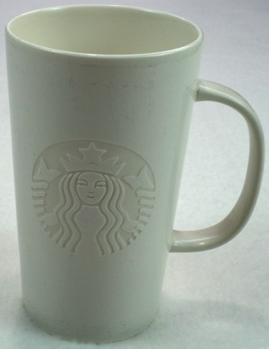 Starbucks 2014 Embossed Etched Siren White Matte Coffee Mug Cup 16 Oz Grande