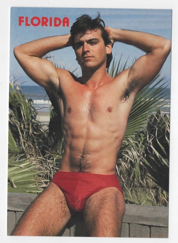 Florida Guy in Red Bikini Gay Interest #SS020 Vintage 1980s Postcard NM