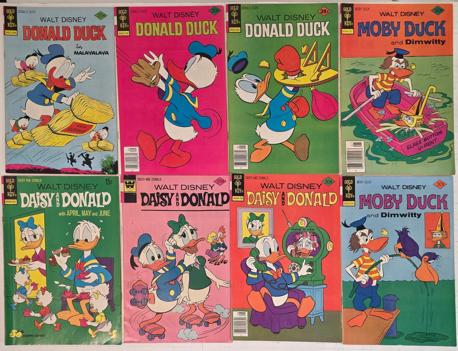 Donald Duck Lot ☆8 Daisy, Moby Duck VF-FN-Gold Key 1973Bronze Age High Mid Grade