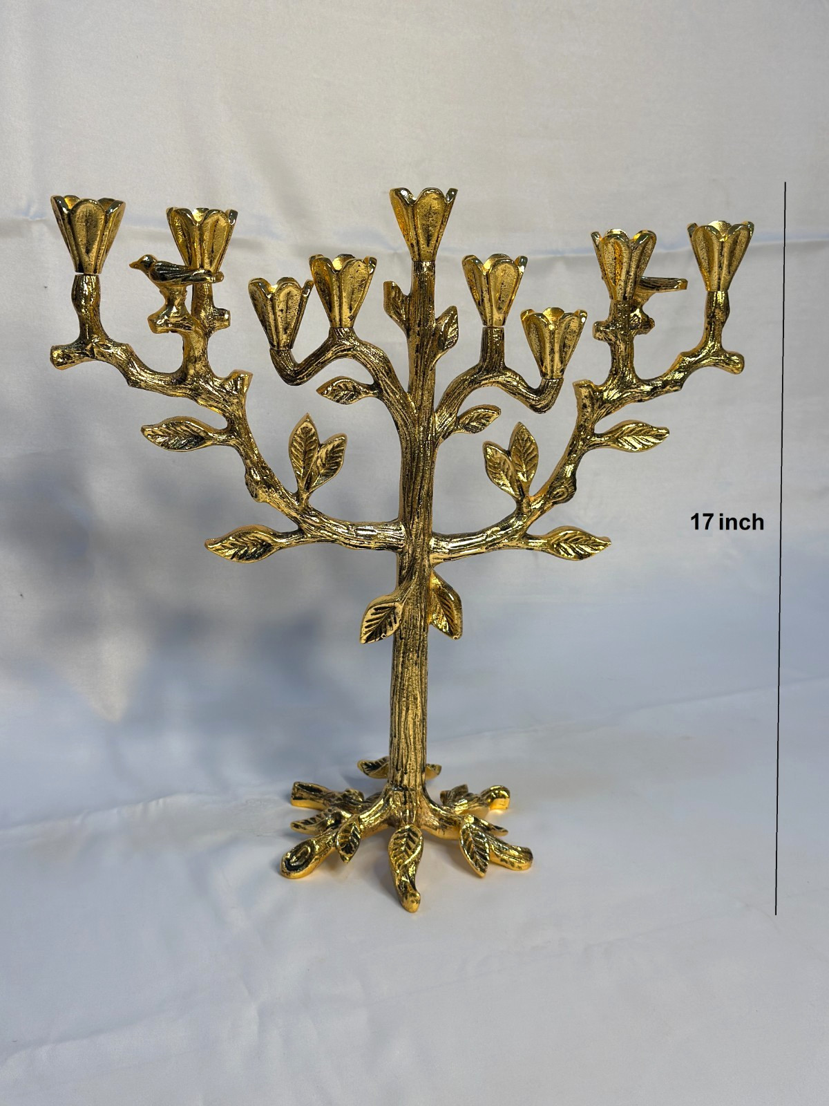 Elegant 9 Branch Hanukkiah leaf tree menorah | Judaica Decor for Hanukkah