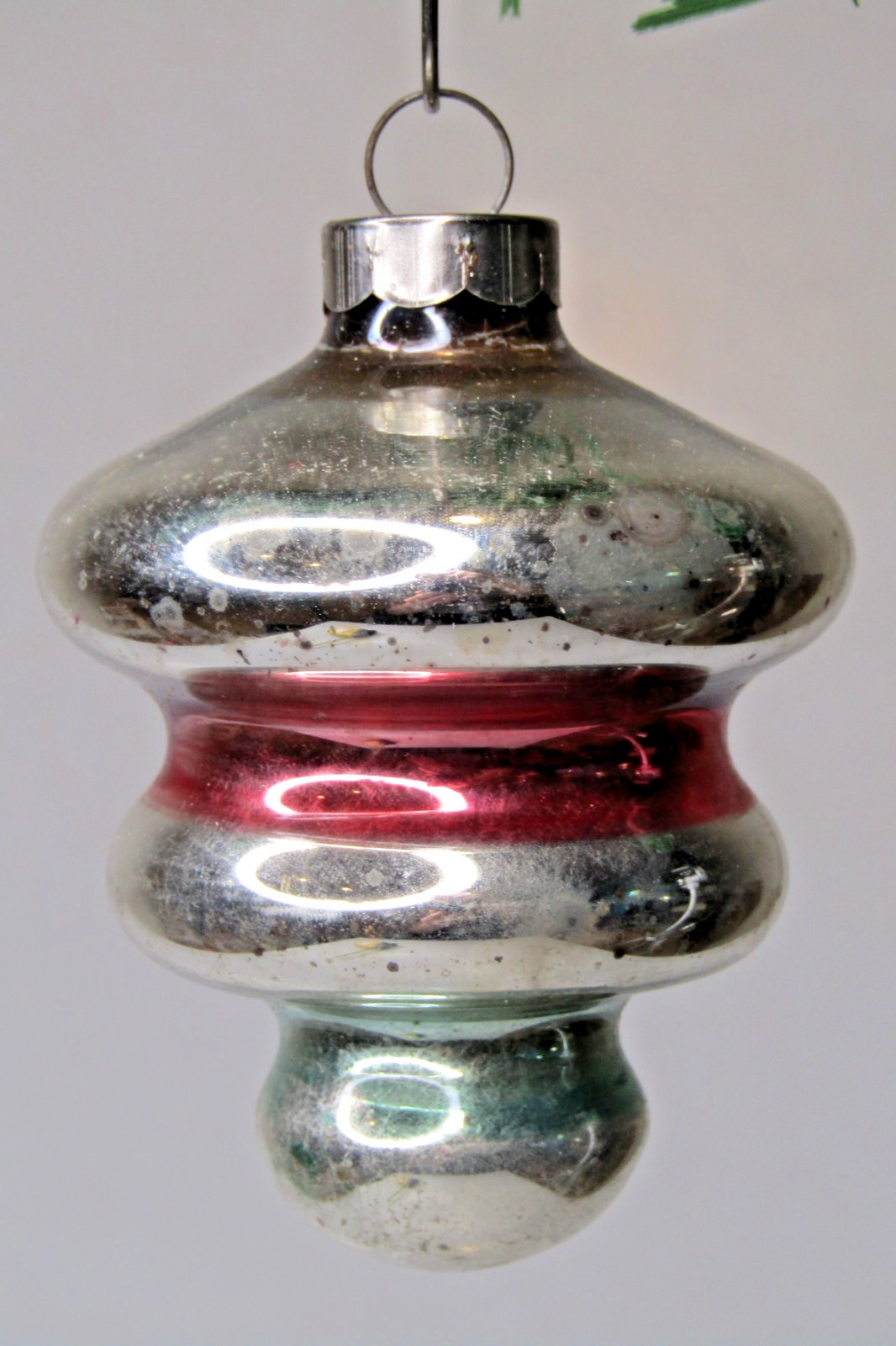 VTG pre WWII Striped Glass TORNADO DROP Christmas Ornament Shiny Brite US of A 5