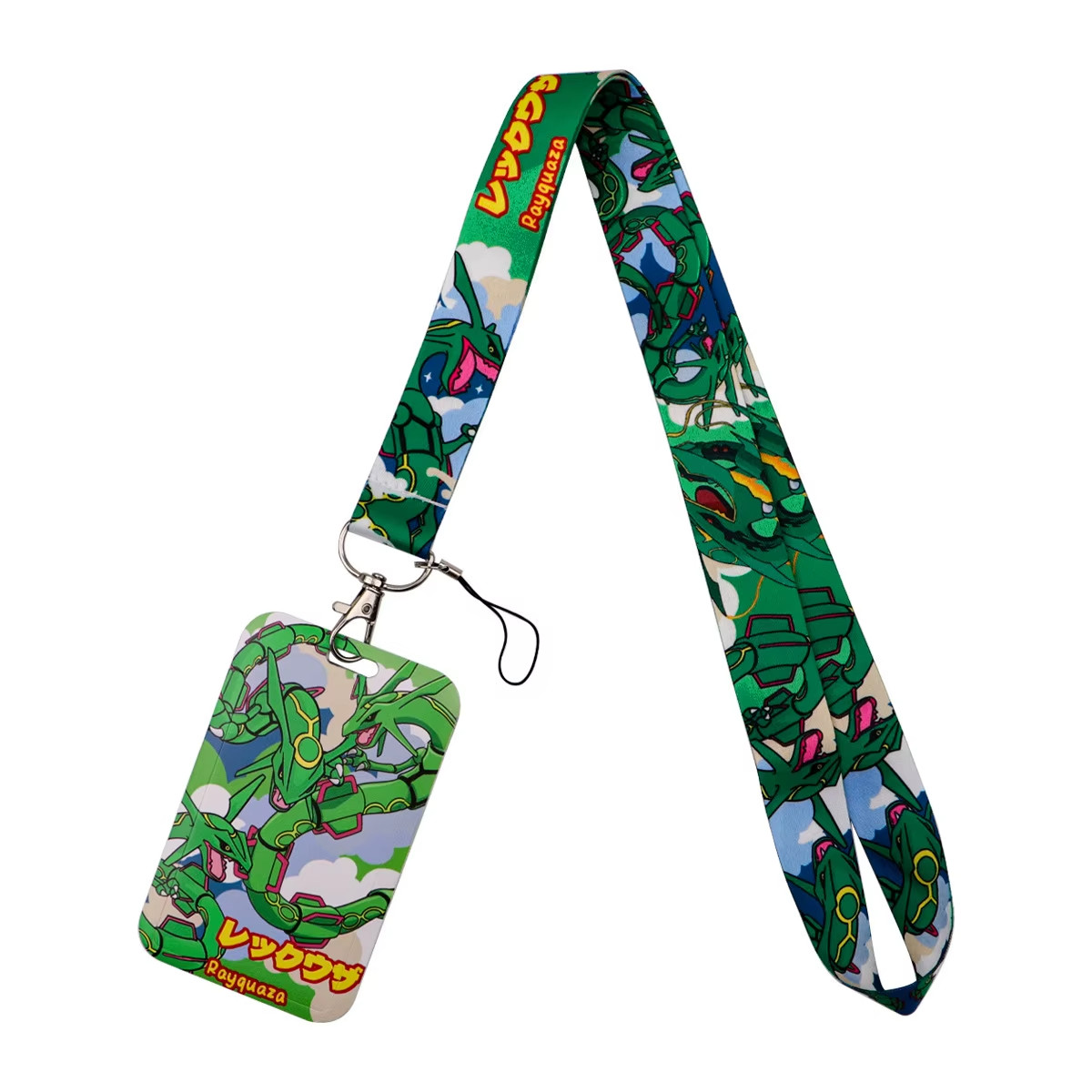 Pokemon Lanyard ID Badge Holder Rayquaza Keychain Neck Strap Anime Gaming Figure
