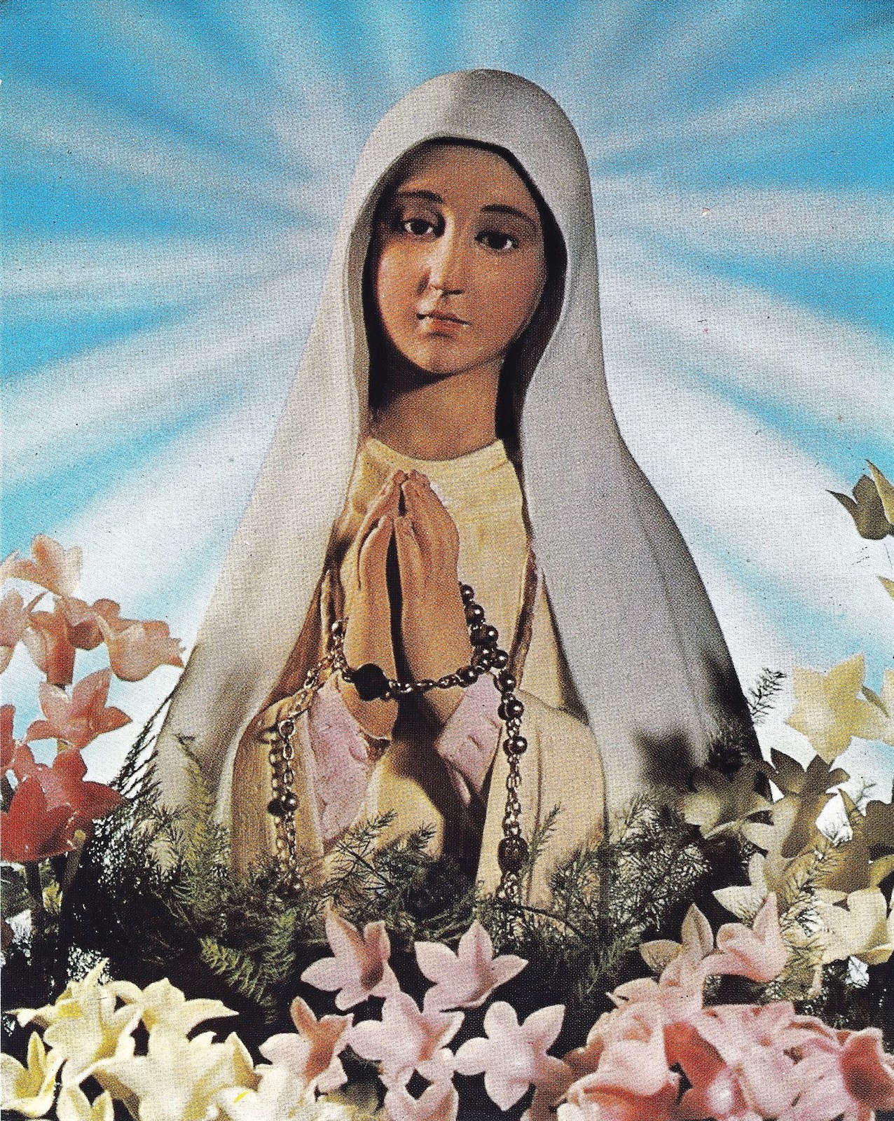 1 Postcard Our Lady of Fatima Virgin / Virgen de Fatima Print Image