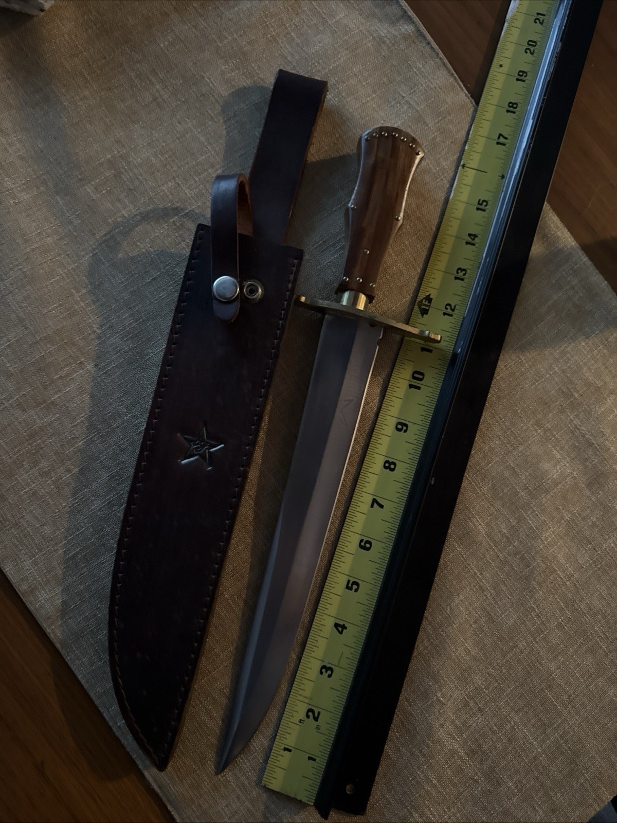 TG Tommy Goff Coffin Grip Large 16” Bowie Knife Handle Leather Scabbard *Rare*