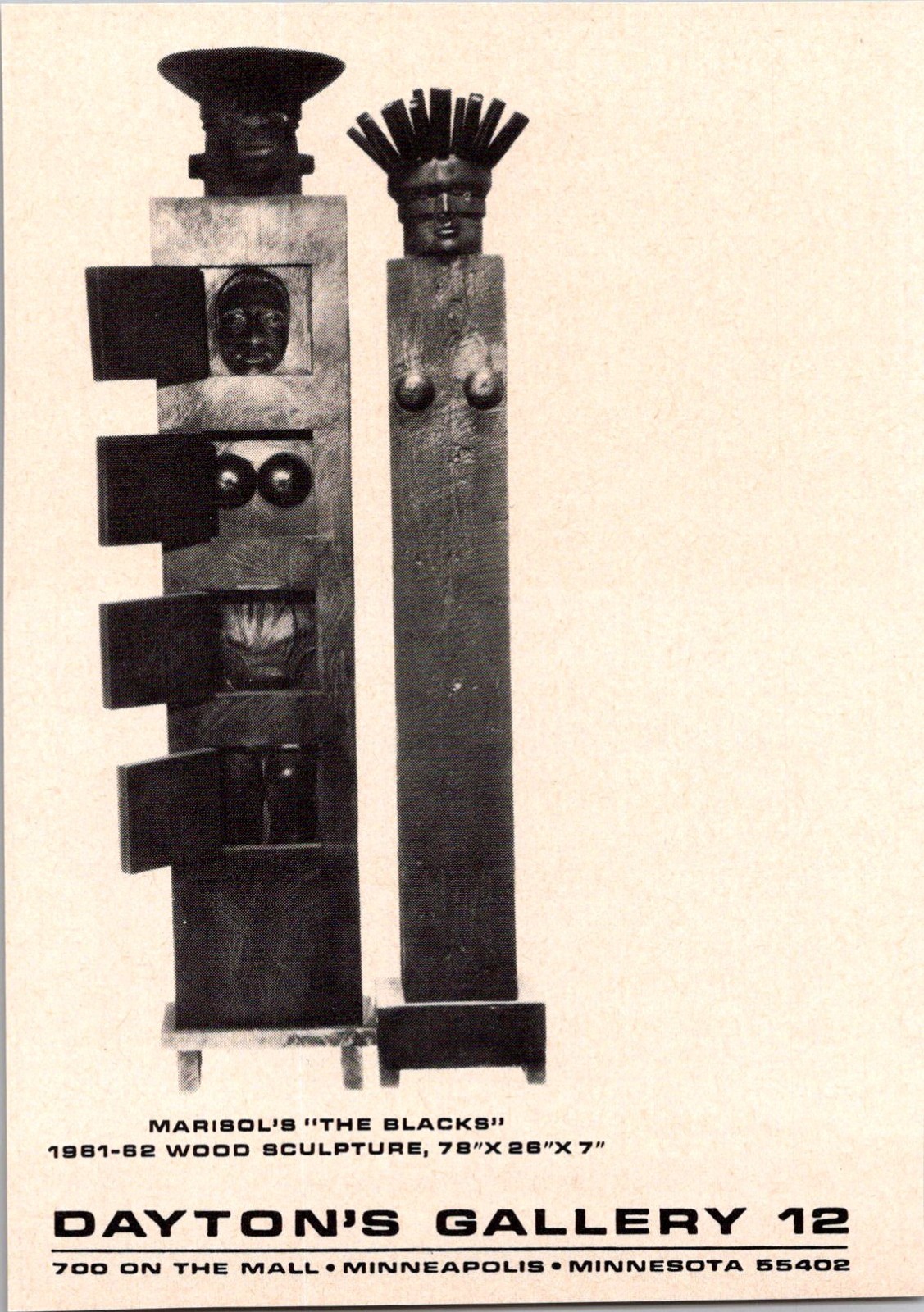 Dayton's Gallery 12 Marisol's The Blacks Minneapolis MN 1968 Ad 4AK8-M13