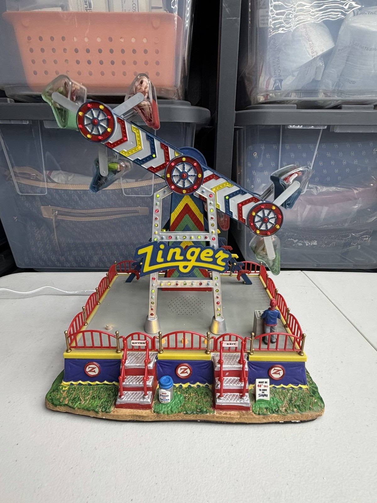 Lemax Carole Towne The Zinger Animated Carnival Ride With Original Box