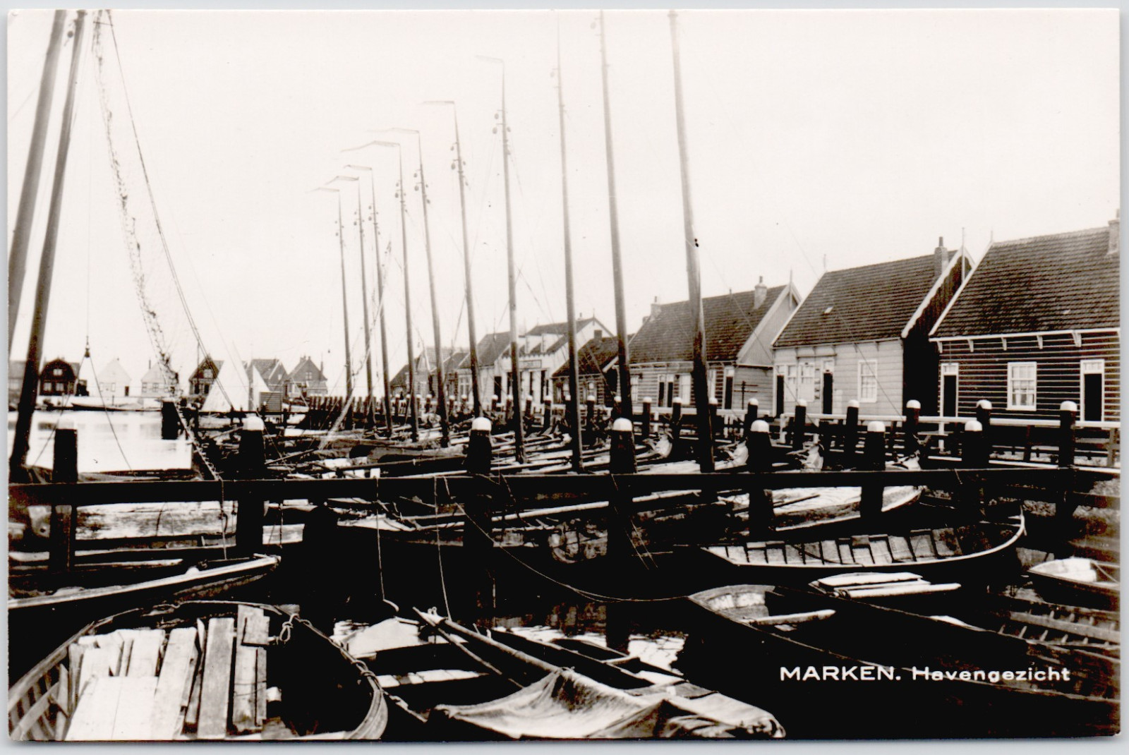 Netherlands Marken 1920 Havengezicht Fishing Boat Village Photo RPPC Postcard