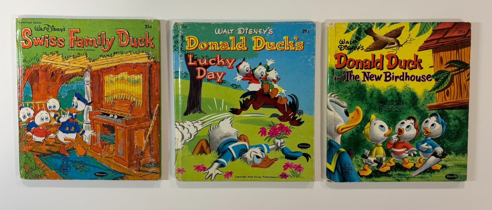 Lot of 3 Vintage Walt Disney Donald Duck Whitman Tell-A-Tale Books 1950s 1960s
