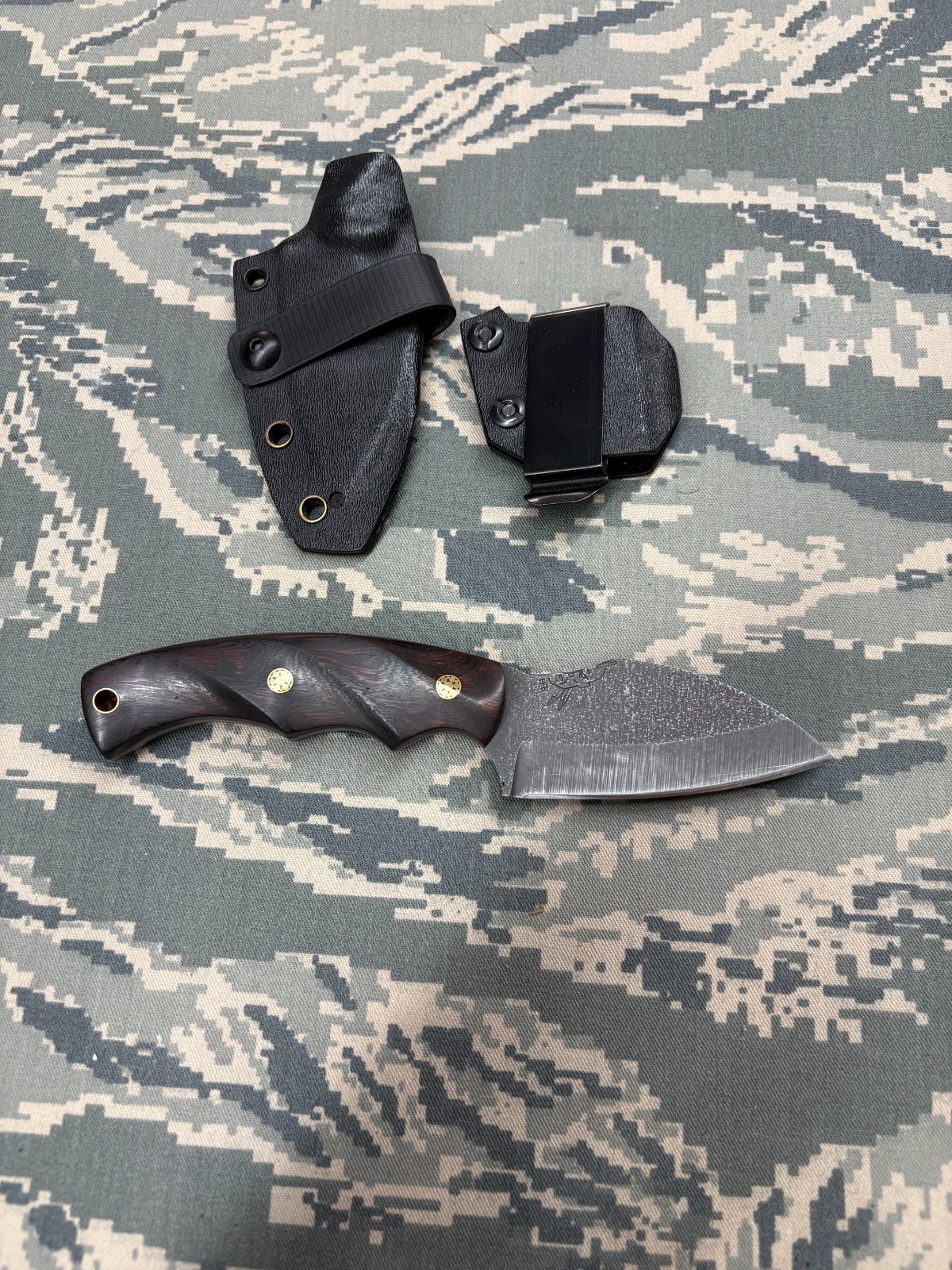 Half Face Blades Nug knife Ironwood First Run #20 Brass Mosaic pins COLLECTOR