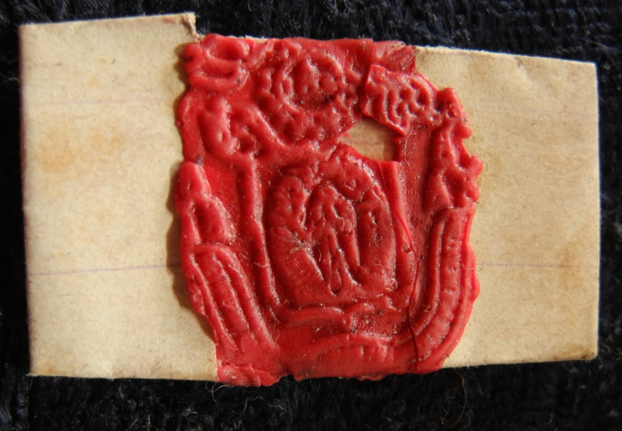ANTIQUE V.  St. CLARA MONTEFALCO POCKET SHRINE RELIC ENVELOPE RED WAX SEAL