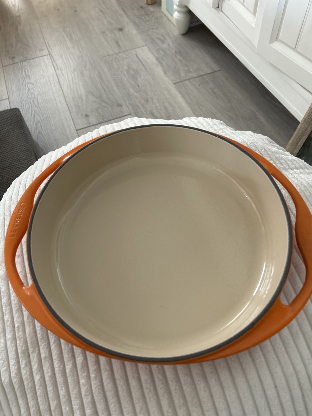 Vtg Le Creuset #30 3.5 Qt Cast Iron Braiser Flame Red Orange NO LID Excellent