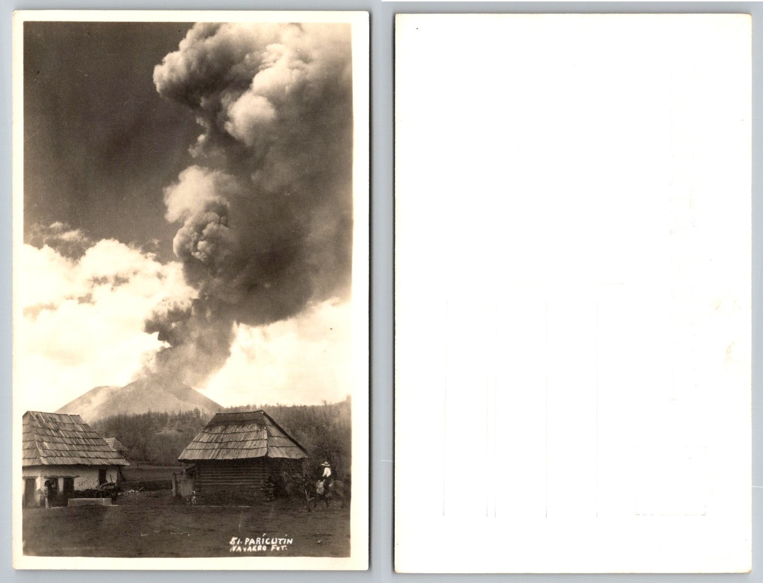 RPPC Paricutin Volcano Eruption Mexico 1940s Real Photo Navarro Fot.