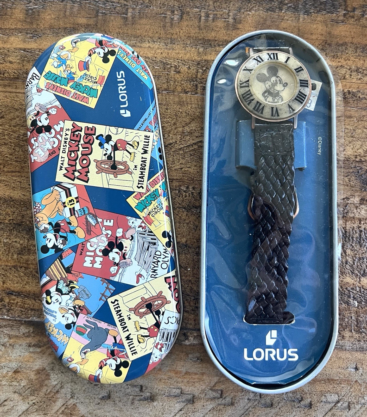 Vintage Men’s Lorus Disney Mickey Mouse Watch Braided Leather Original Case