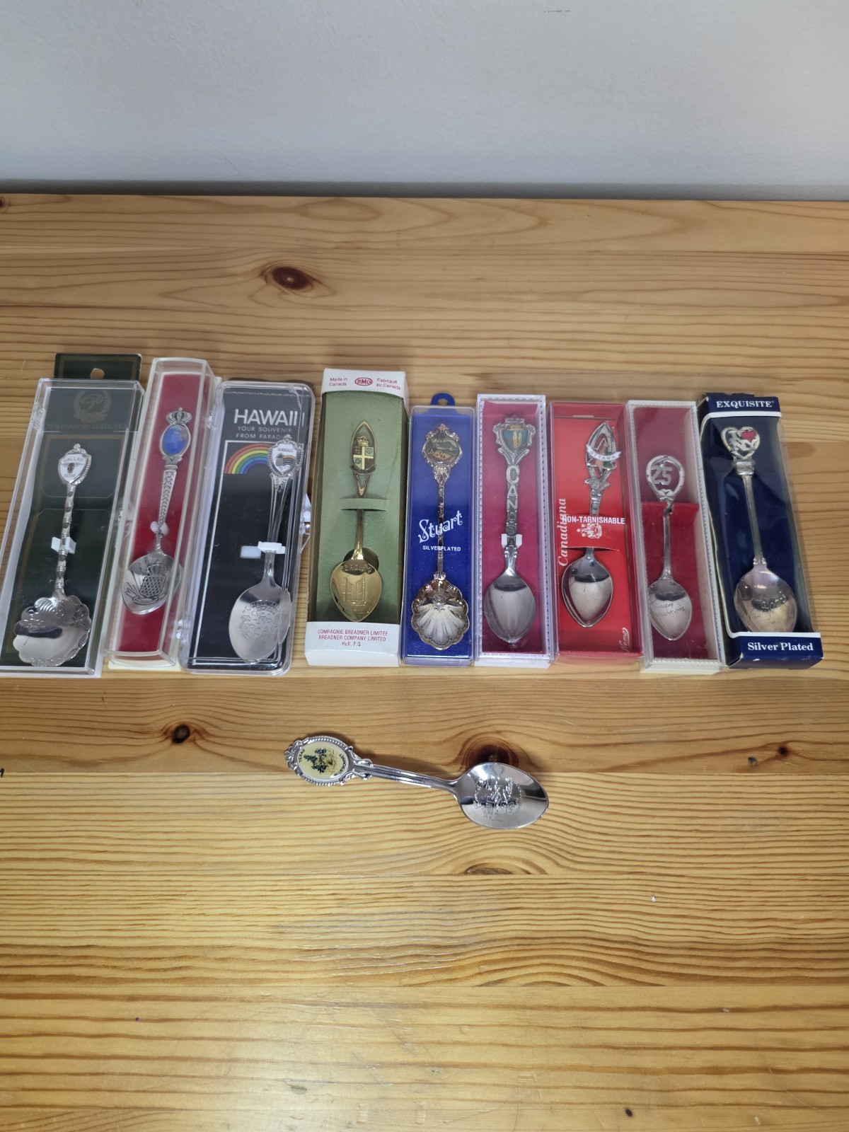 Vintage Souvenir Spoon Collection Lot of 10 Silver Plated Canada Hawaii Toronto