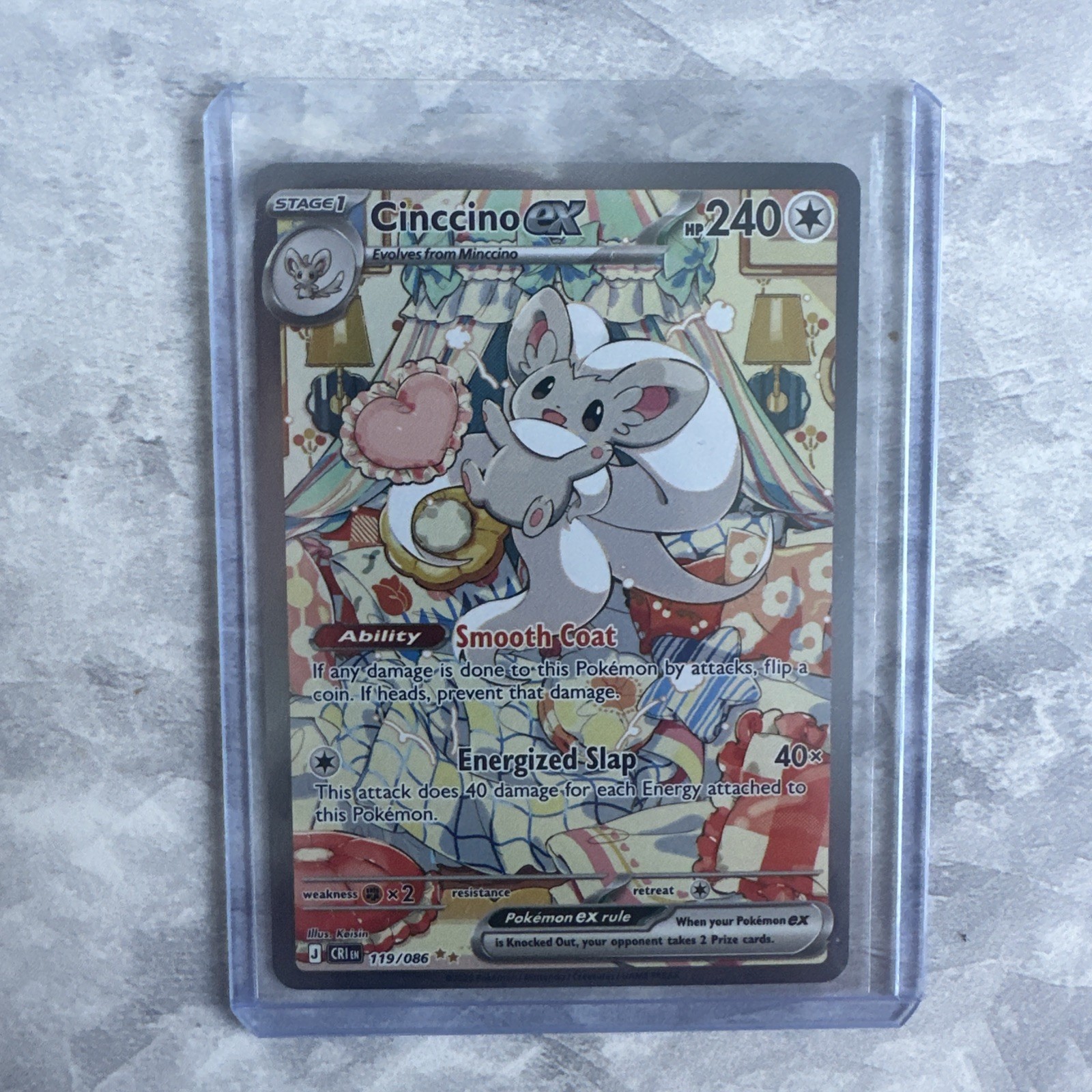 Cinccino EX 119/086 Crimson Invasion Full Art Holo Ultra Rare - M/NM pack fresh