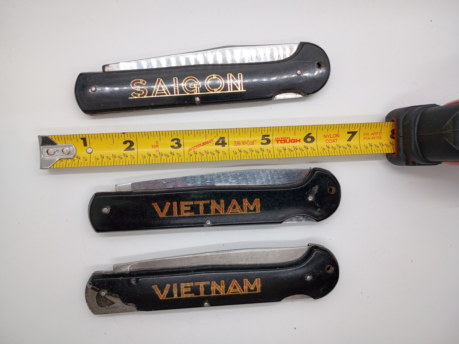 Vintage Saigon Vietnam Golden Dragon Knives lock back Stainless Steel Lot of 3