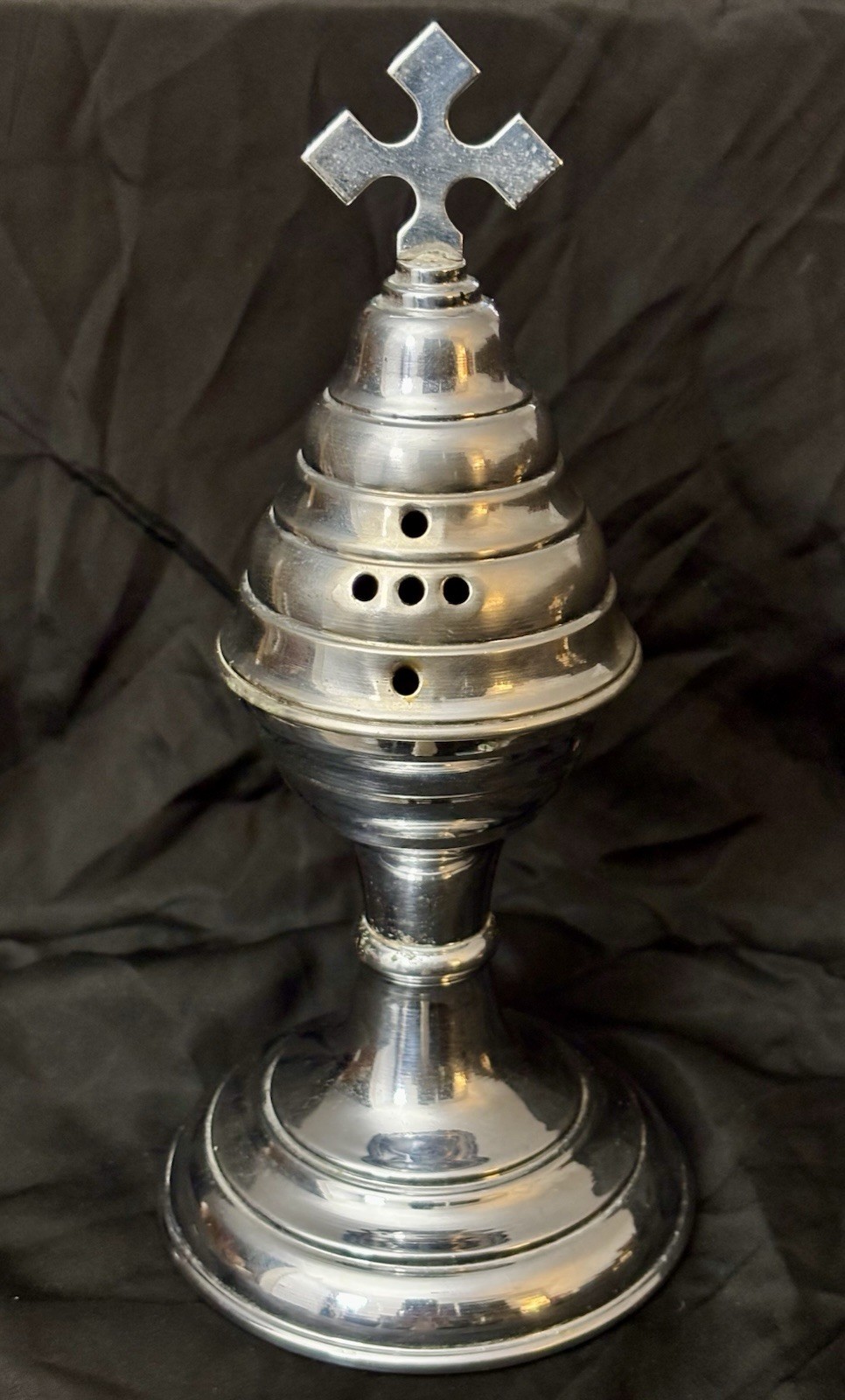 Vintage Orthodox Brass Hand Censer Lidded Incense Burner