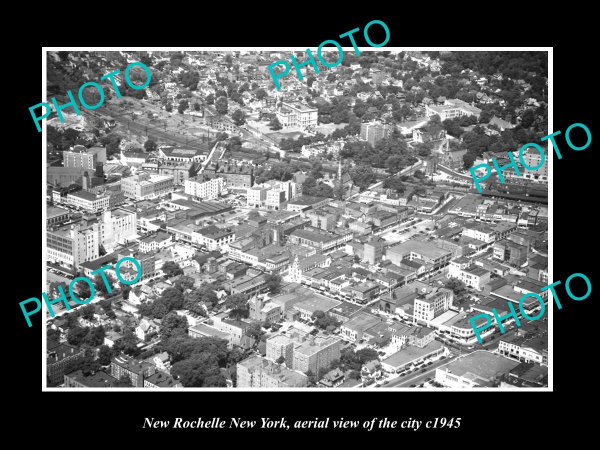 OLD LARGE HISTORIC PHOTO OF NEW ROCHELLE NEW YORK AERIAL VIEW OF CITY c1945 2